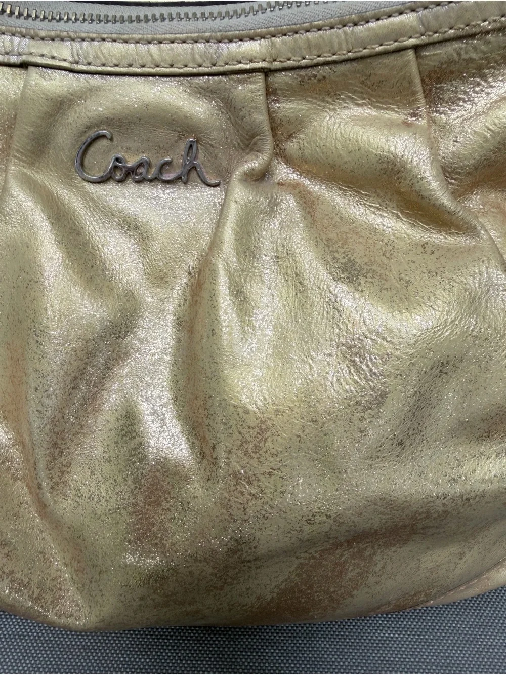 Coach Champagne Gold Leather Hobo Bag